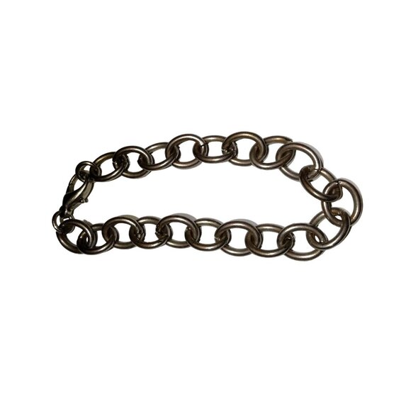 Chain Bracelet Silver Tone Metal Cable Link 6 inch - Picture 2 of 4